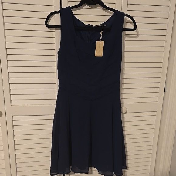 Doe & Rae Navy Fit & Flare Dress | Scoop Neck | Size S | NWT - Picture 1 of 3